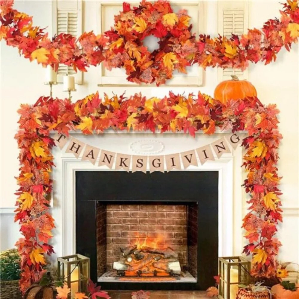 6 Pack 5.8Ft Artificial Maple Leaf Garland - Fall Decor for Home & Thanksgiving